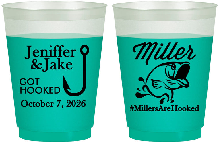 Custom Wedding 16 oz Color Changing Frosted Cups - Got Hook Fish | 230