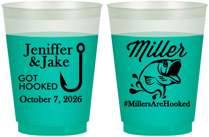 Custom Wedding 16 oz Color Changing Frosted Cups - Got Hook Fish | 230