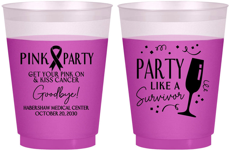 Custom Awareness 16 oz Color Changing Frosted Cups - Pink Party | 230000