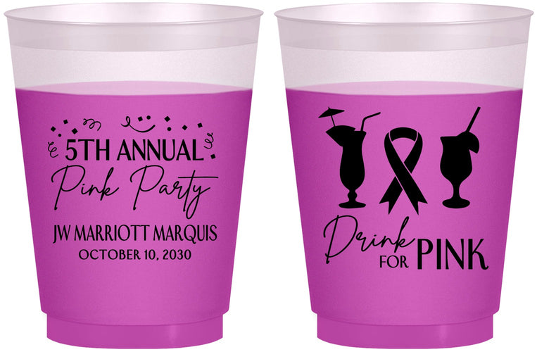 Custom Awareness 16 oz Color Changing Frosted Cups - Drink For Pink | 230001