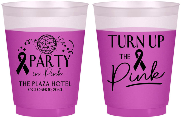 Custom Awareness 16 oz Color Changing Frosted Cups - Party In Pink | 230002