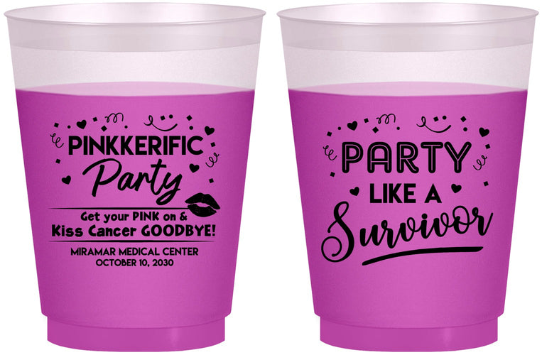 Custom Awareness 16 oz Color Changing Frosted Cups - Party Like A Survivor | 230003