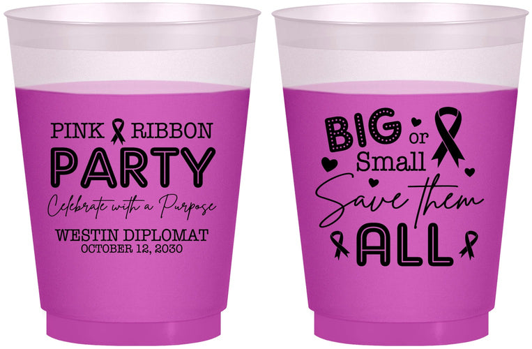 Custom Awareness 16 oz Color Changing Frosted Cups - Pink Ribbon | 230004