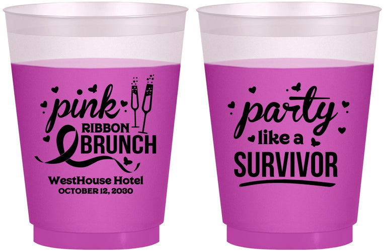 Custom Awareness 16 oz Color Changing Frosted Cups - Party Like A Survivor | 230005