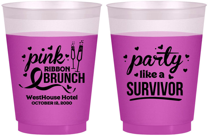 Custom Awareness 16 oz Color Changing Frosted Cups - Party Like A Survivor | 230005
