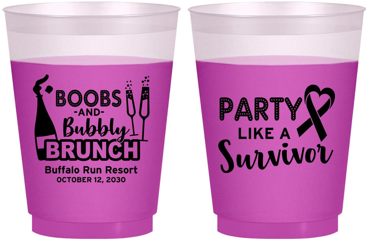 Custom Awareness 16 oz Color Changing Frosted Cups - Party Like A Survivor | 230006