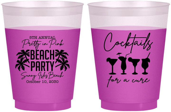 Custom Awareness 16 oz Color Changing Frosted Cups - Beach Party | 230007