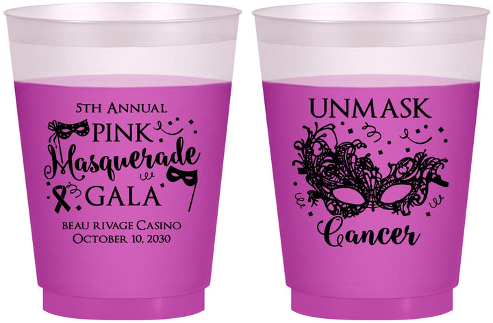Custom Awareness 16 oz Color Changing Frosted Cups - Masquerade | 230008