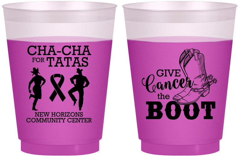Custom Awareness 16 oz Color Changing Frosted Cups - Give Cancer A Boot | 230011