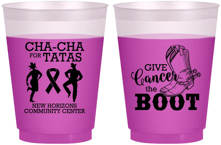 Custom Awareness 16 oz Color Changing Frosted Cups - Give Cancer A Boot | 230011