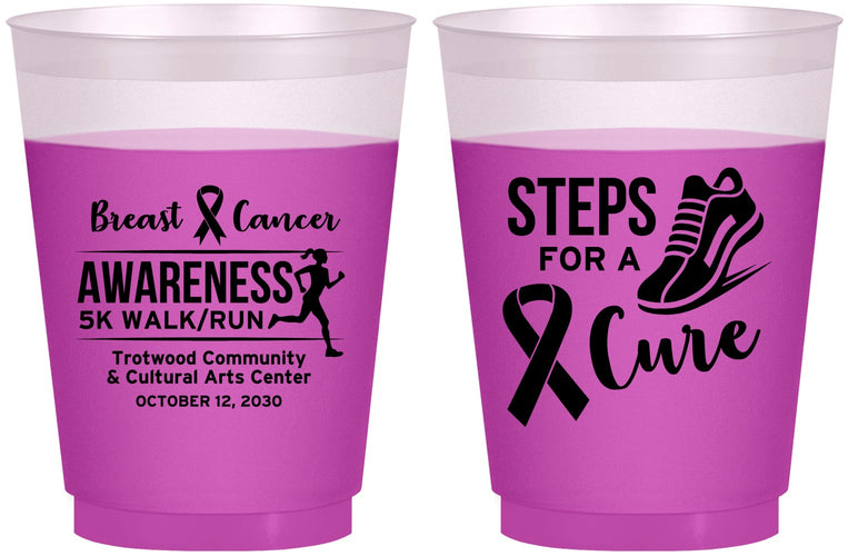 Custom Awareness 16 oz Color Changing Frosted Cups - Steps For A Cure | 230014