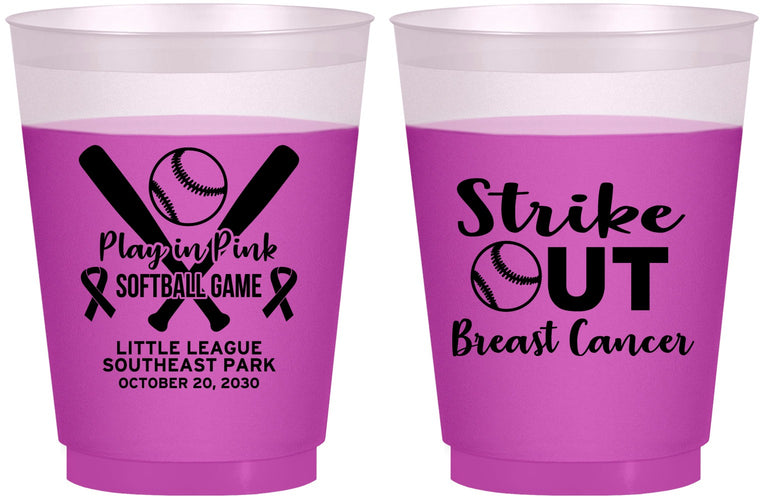 Custom Awareness 16 oz Color Changing Frosted Cups - Baseball Strick Out | 230016