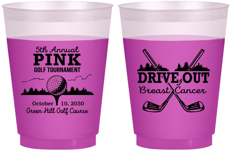 Custom Awareness 16 oz Color Changing Frosted Cups - Gold Drive Out | 230017