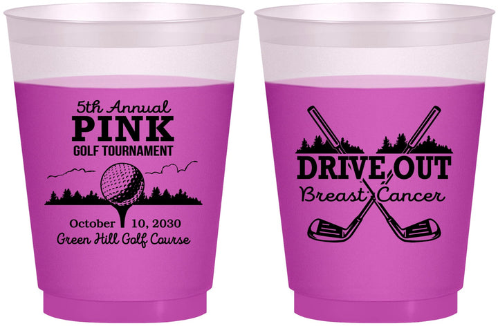 Custom Awareness 16 oz Color Changing Frosted Cups - Gold Drive Out | 230017