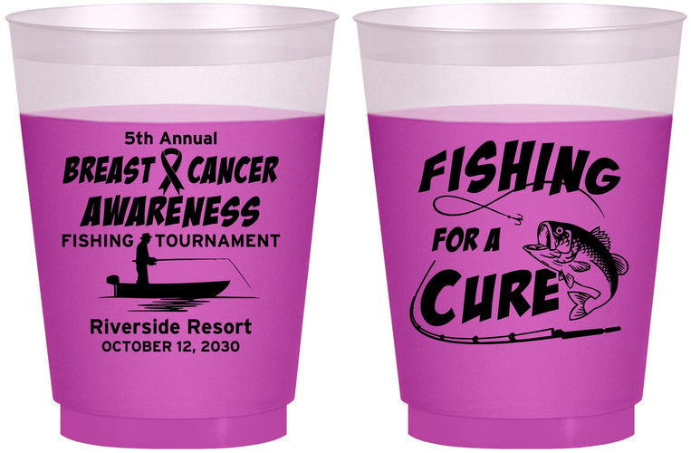 Custom Awareness 16 oz Color Changing Frosted Cups - Fishing For A Cure | 230018