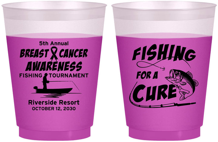 Custom Awareness 16 oz Color Changing Frosted Cups - Fishing For A Cure | 230018