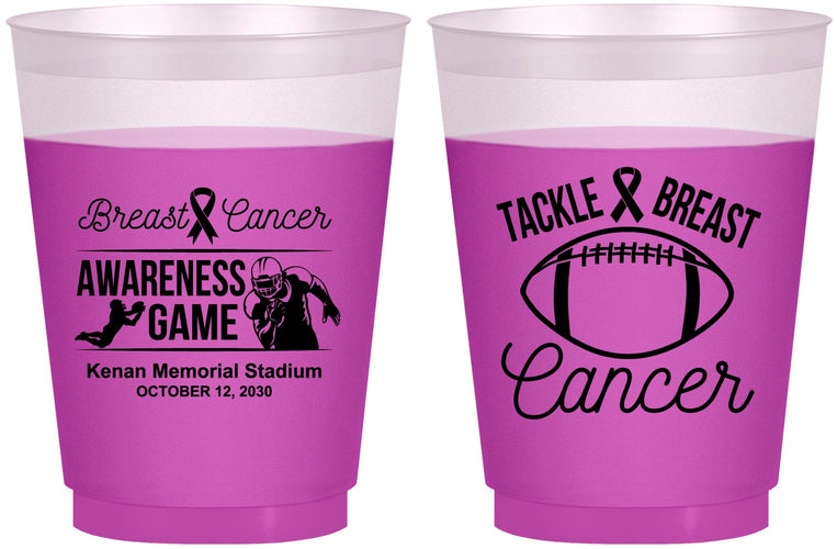 Custom Awareness 16 oz Color Changing Frosted Cups - Football Tackle | 230019