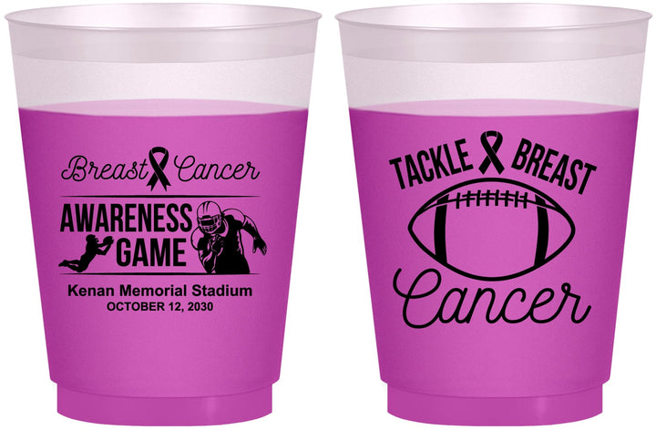 Custom Awareness 16 oz Color Changing Frosted Cups - Football Tackle | 230019