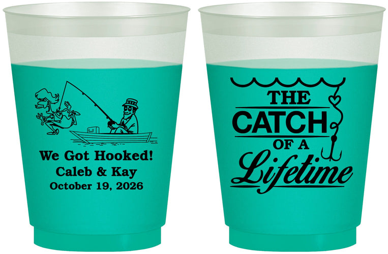 Custom Wedding 16 oz Color Changing Frosted Cups - Catch Of A Lifetime | 234