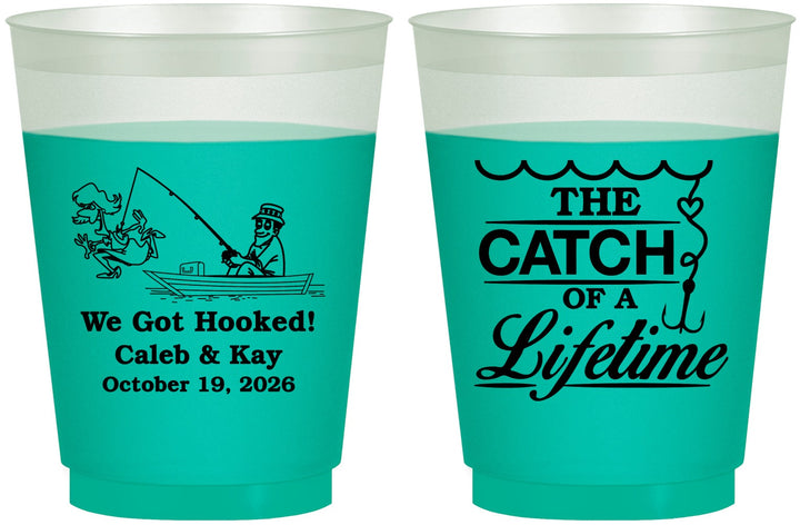Custom Wedding 16 oz Color Changing Frosted Cups - Catch Of A Lifetime | 234