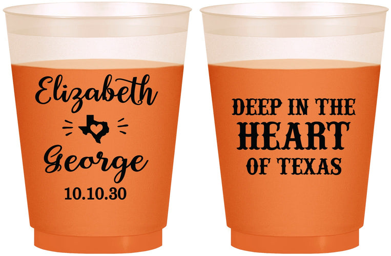 Custom Wedding 16 oz Color Changing Frosted Cups - Deep In The Heart Of Texas | 237