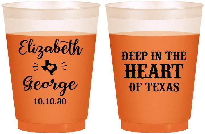 Custom Wedding 16 oz Color Changing Frosted Cups - Deep In The Heart Of Texas | 237