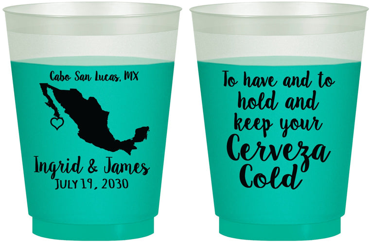 Custom Wedding 16 oz Color Changing Frosted Cups - Cerveza Mexico | 240