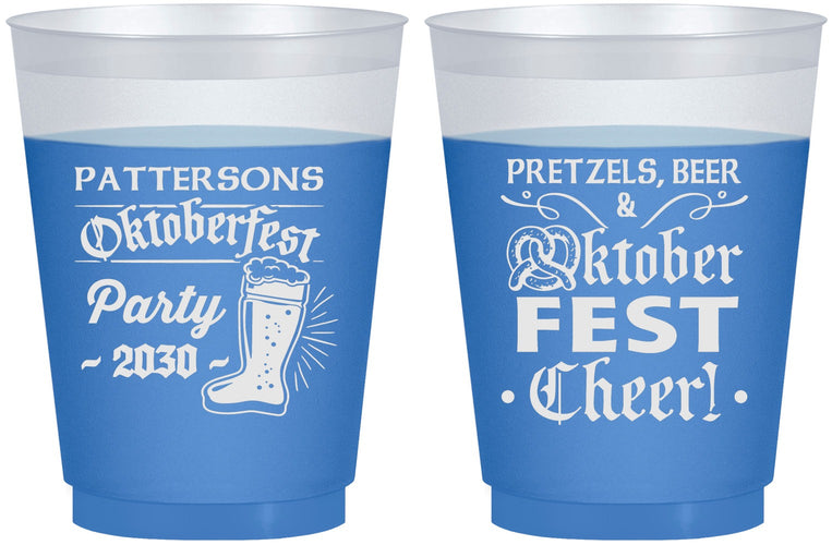 Custom Oktoberfest 16 oz Color Changing Frosted Cups - Pretzel | 240001