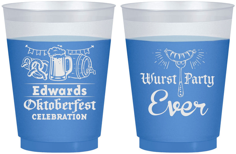 Custom Oktoberfest 16 oz Color Changing Frosted Cups - Wurst Party Ever | 240008