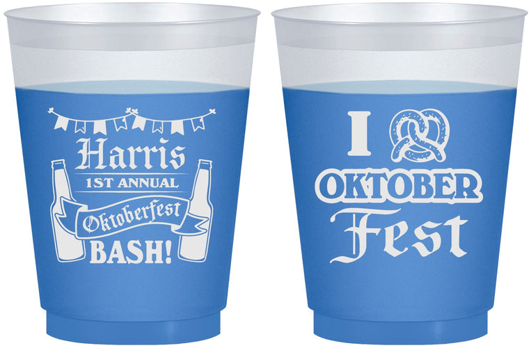 Custom Oktoberfest 16 oz Color Changing Frosted Cups - Pretzel | 240009