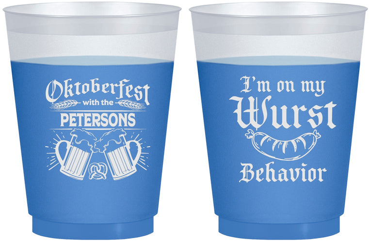 Custom Oktoberfest 16 oz Color Changing Frosted Cups - Wurst Behavior | 240010