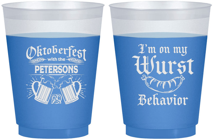 Custom Oktoberfest 16 oz Color Changing Frosted Cups - Wurst Behavior | 240010
