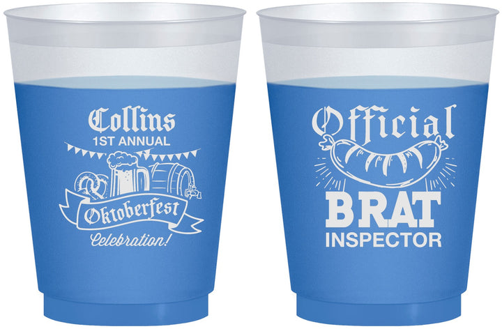 Custom Oktoberfest 16 oz Color Changing Frosted Cups - Brat Inspector | 240011