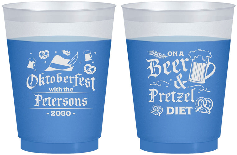 Custom Oktoberfest 16 oz Color Changing Frosted Cups - Pretzel | 240012