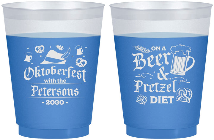 Custom Oktoberfest 16 oz Color Changing Frosted Cups - Pretzel | 240012