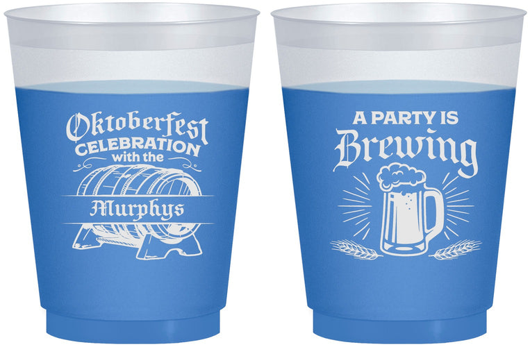 Custom Oktoberfest 16 oz Color Changing Frosted Cups - Beer Keg | 240014