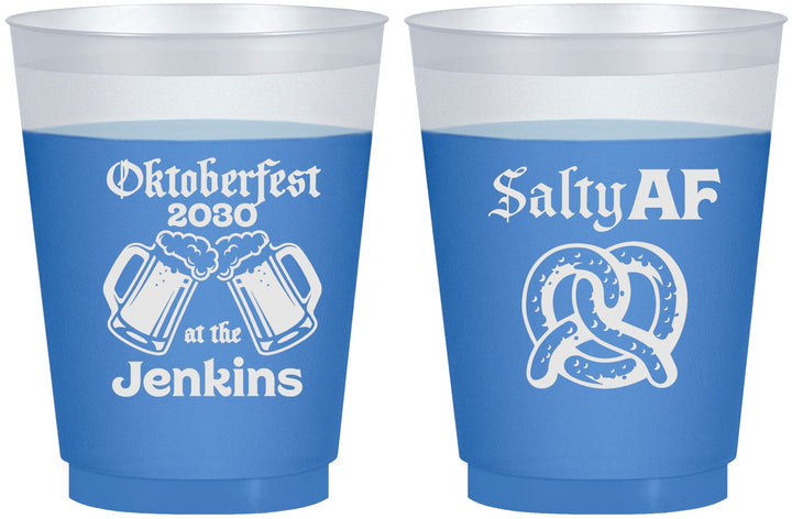 Custom Oktoberfest 16 oz Color Changing Frosted Cups - Pretzel Salty Af | 240015