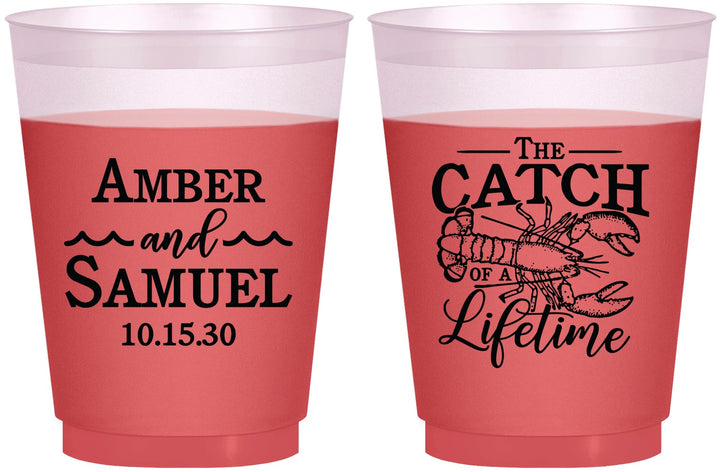 Custom Wedding 16 oz Color Changing Frosted Cups - Catch Of A Lifetime Lobster | 245