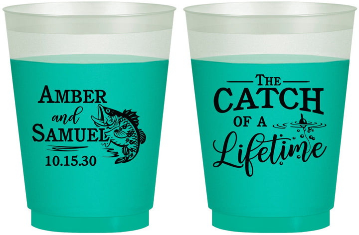Custom Wedding 16 oz Color Changing Frosted Cups - Catch Of A Lifetime Fish | 246
