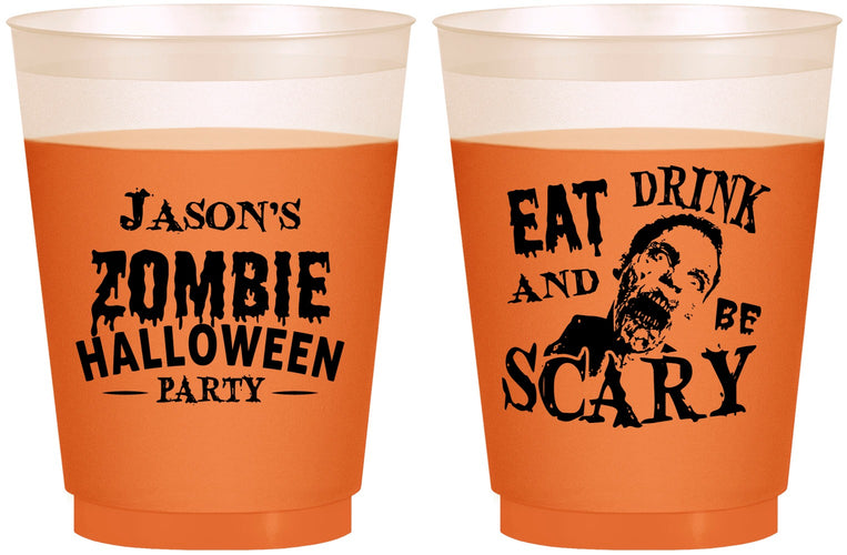 Custom Halloween 16 oz Color Changing Frosted Cups - Eat Drink Be Scary | 250003