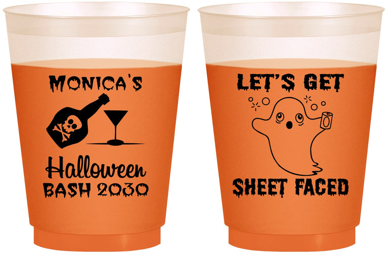 Custom Halloween 16 oz Color Changing Frosted Cups - Ghost Sheet Faced | 250009