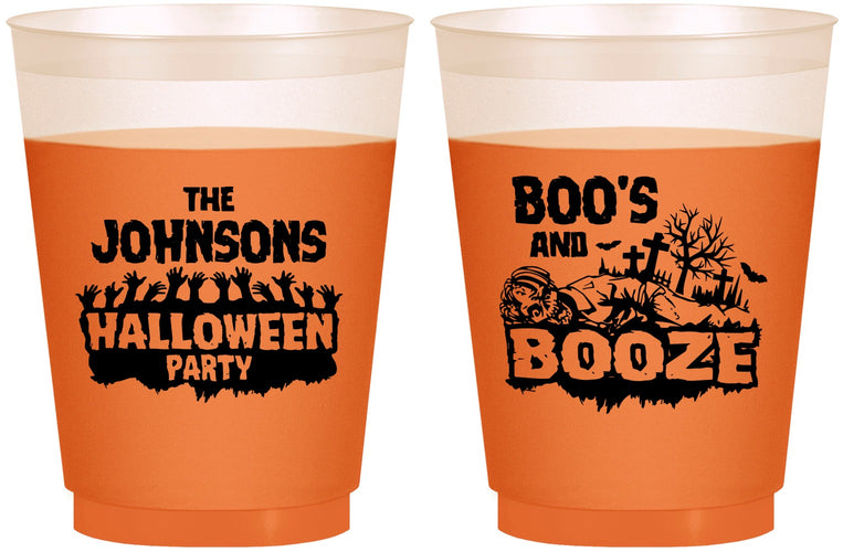 Custom Halloween 16 oz Color Changing Frosted Cups - Boos And Booze | 250012
