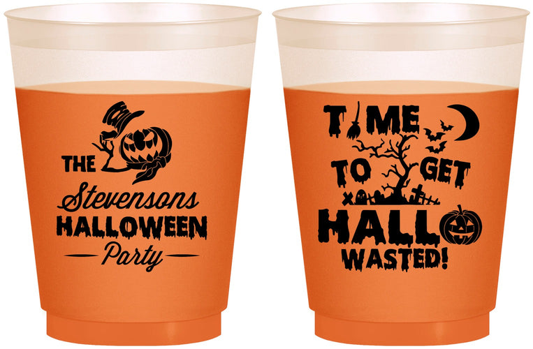 Custom Halloween 16 oz Color Changing Frosted Cups - Hallowasted Pumpkin | 250013