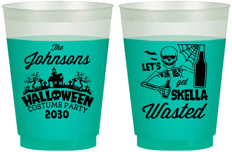 Custom Halloween 16 oz Color Changing Frosted Cups - Skellawasted Skeleton | 250014
