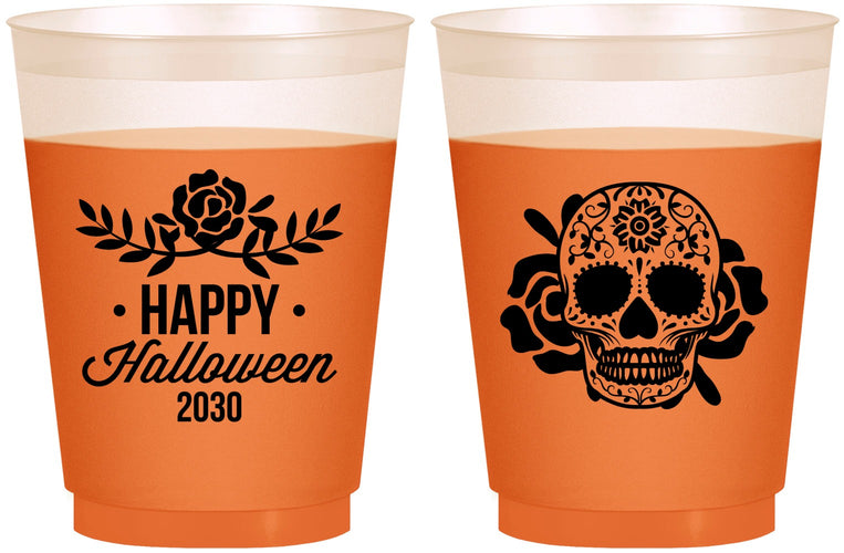 Custom Halloween 16 oz Color Changing Frosted Cups - Sugar Skull | 250020