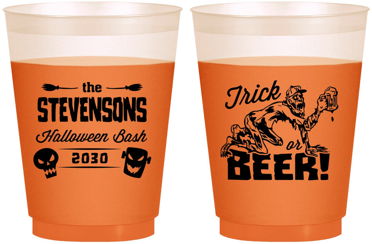 Custom Halloween 16 oz Color Changing Frosted Cups - Trick Or Beer | 250021