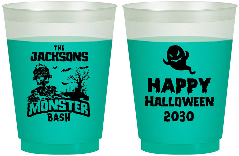 Custom Halloween 16 oz Color Changing Frosted Cups - Ghost Monster | 250022
