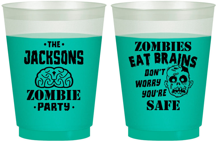 Custom Halloween 16 oz Color Changing Frosted Cups - Zombie Brain | 250026