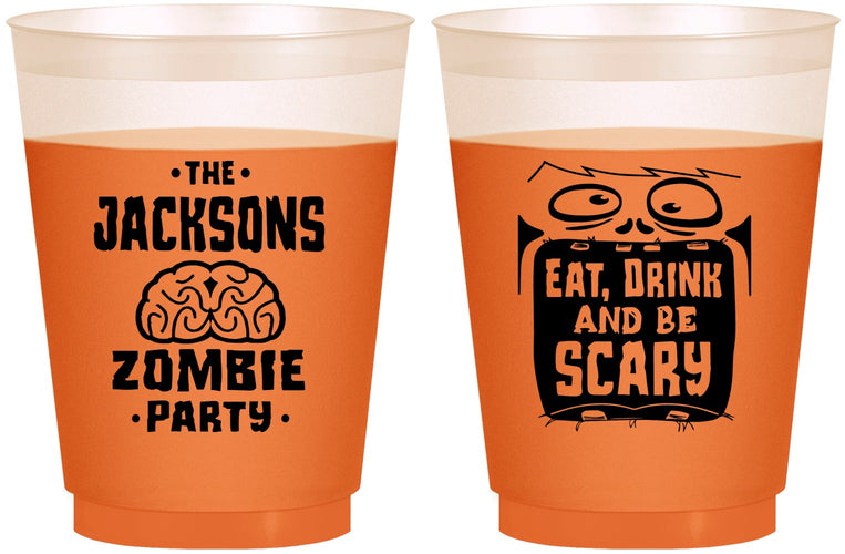 Custom Halloween 16 oz Color Changing Frosted Cups - Eat Drink Be Scary | 250028