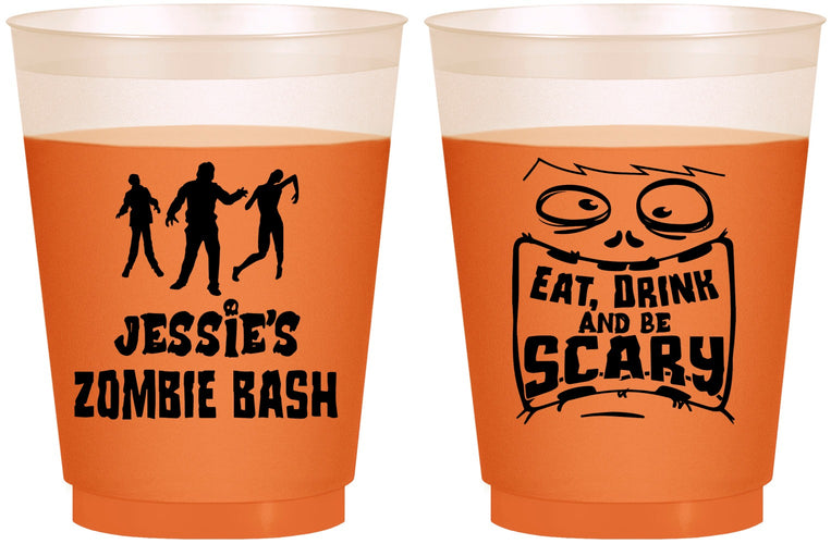 Custom Halloween 16 oz Color Changing Frosted Cups - Eat Drink Be Scary | 250029